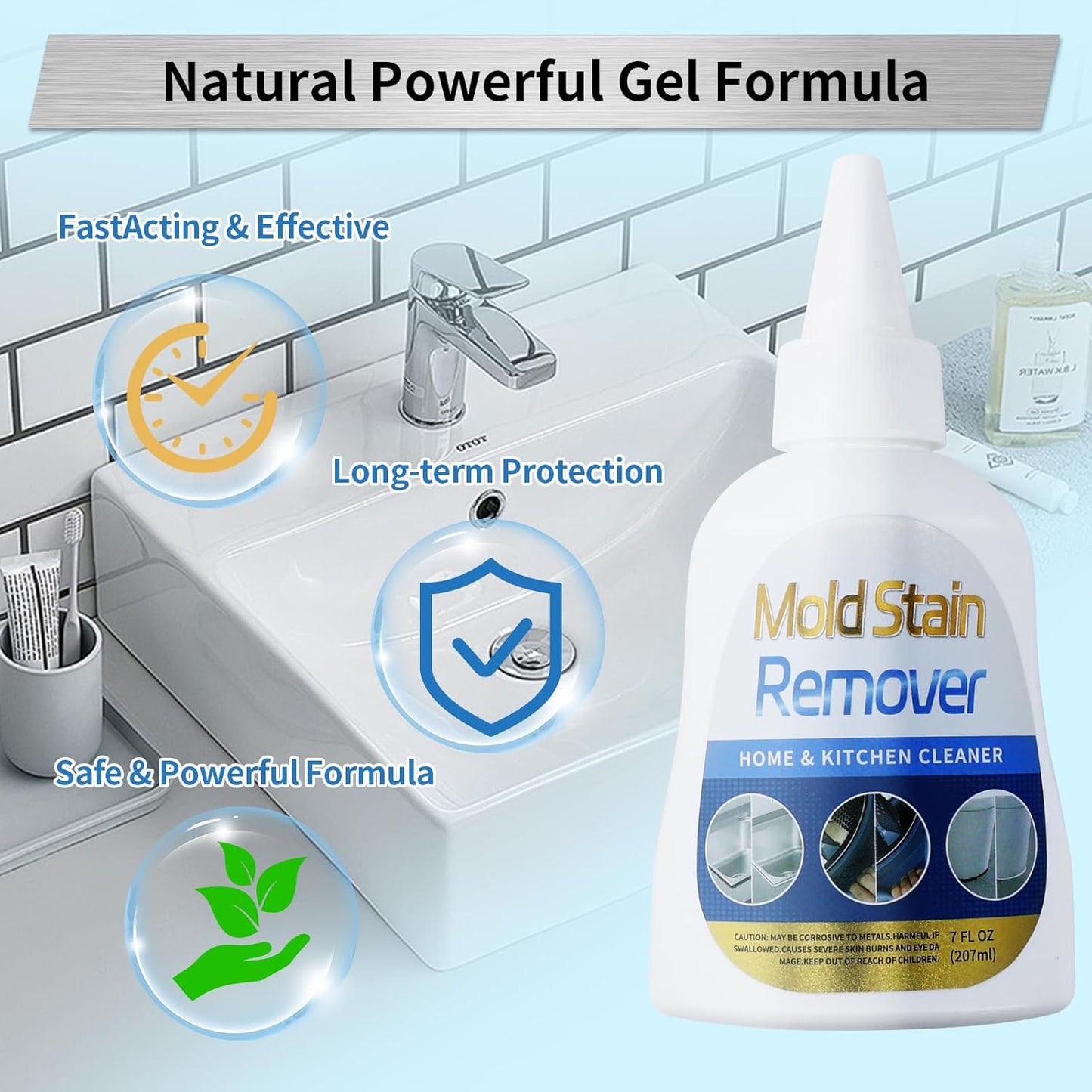 Washing Machine Cleaner, Multi Home Stain Cleaning Gel, Heavy Duty Stain Cleaner for Washing Machine, Refrigerator Strips, Bathroom Grout, Sink, Shower, Caulk, and Front Loader Seal (7 fl oz)