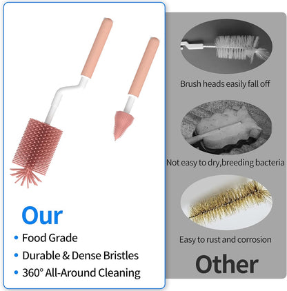 Travel Baby Bottle Drying Rack with Bottle Brush,Nipple Brush,Straw Cleaner Brush,Organizer Case, Compact Size with Large Capacity for Working Mom, Visit Families, Friends or Camping with Baby