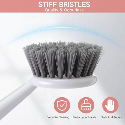 Patelai 12 Pack Kitchen Scrub Dish Brush with Long Handle Dish Scrubber with Stiff Bristles Scrub Brushes for Kitchen Dishes Washing Tools, Pots, Pans and Sink Cleaning (Celadon)