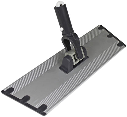 CleanAide Flat Mop Plate Frame for Microfiber Pads, Commercial-Grade Aluminum with 360° Swivel, Hook and Loop Fastening, Lightweight and Durable, Gray, Frame Only, 18 Inches