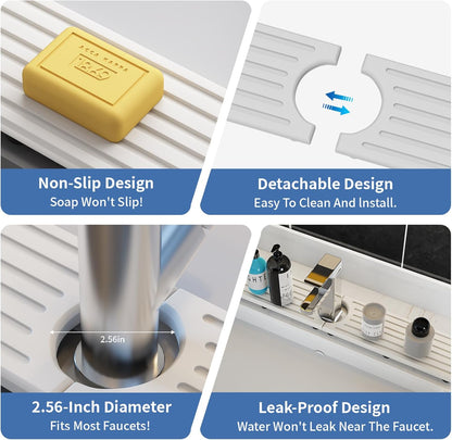 Stone Faucet Mat for Kitchen Sink, Water Absorbing Sink Water Splash Guard, Fast-Drying Kitchen Sink Faucet Mat, Durable Protector and Stone Drying Mat for Kitchen Counter & Bathroom Sink