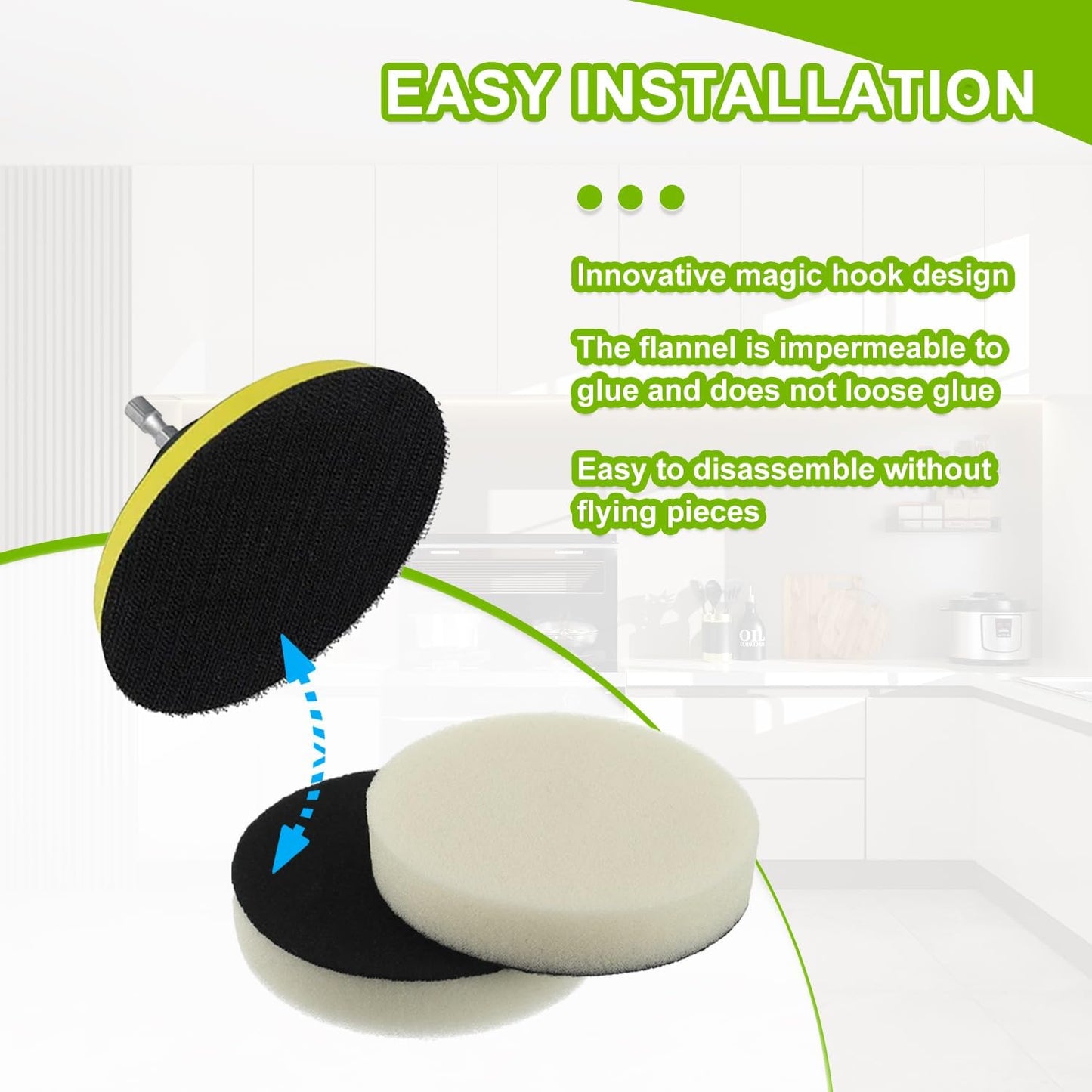 16pcs Kitchen Pads Power Scrubber Pads Set Electric Scrubber Replacement Scouring Pads fit for Dremel Versa Scouring Pads,Green