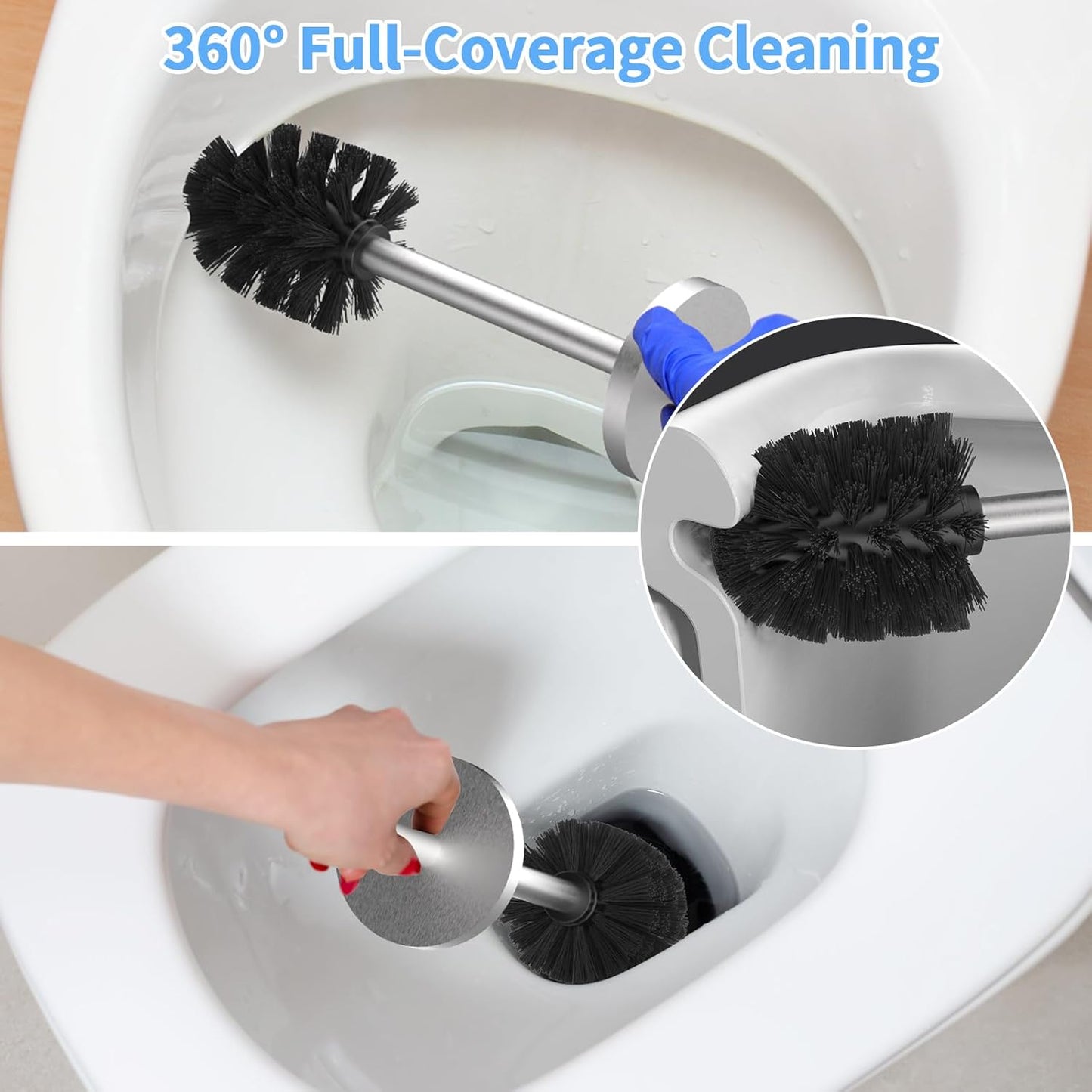 Stainless Steel Toilet Brush and Holder Set Oil Rubbed Matte Black Heavy Duty Toilet Bowl Brush with Long Handle for Bathroom and Farmhouse