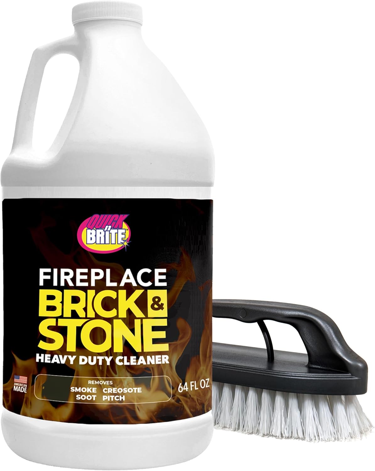Quick 'n Brite Fireplace Gel Cleaner for Brick, Stone, Rock, Tile, and Marble, Nonabrasive Fireplace Cleaner, Made in the USA, 16 oz