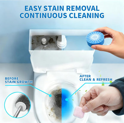 2-in-1 Toilet Cleaning Tablets (48 Pack) - 16 Effervescent Toilet Bowl Stain Remover and 32 Blue White Toilet Tank Cleaner Tablets - Limescale Removal for Septic System