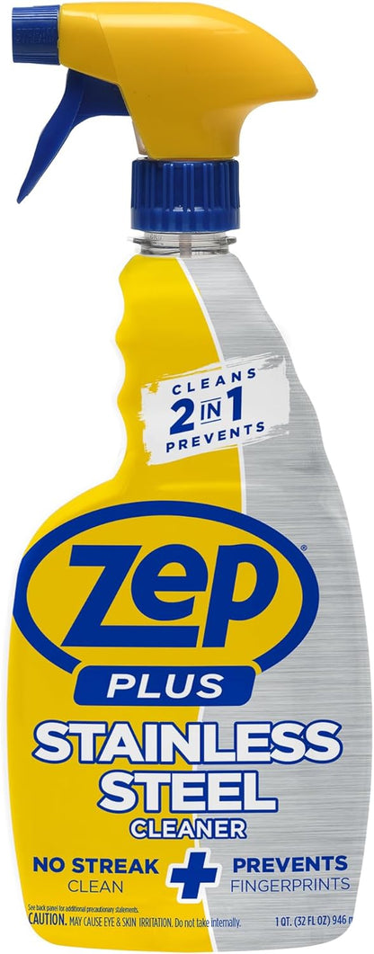 Zep Plus Stainless Steel Cleaner - 32 Fl OZ - R53512-2-in-1 benefits clean while preventing future fingerprints and smudges.
