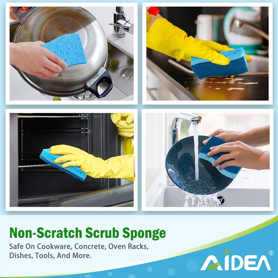 AIDEA XL Sponges Kitchen, 12Count, Non-Scratch Dish Sponges, Large Natural Sponge for Non Stick Cookware, Cellulose Cleaning Sponge for Dishes, Bathroom, Household