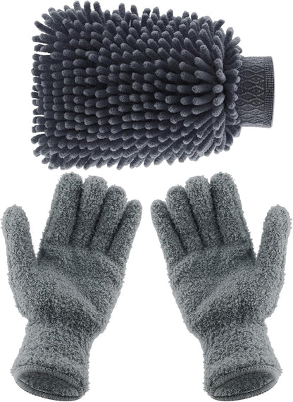3 Pcs Microfiber Dusting Mitt Gloves Microfiber Plant Cleaning Gloves for Leaf Cleaning Plant Blinds Furniture House (Deep Pink)