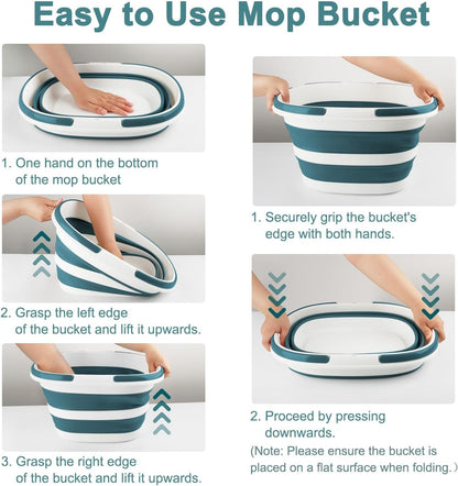 Collapsible Mop Bucket with Handle for Cleaning, 16L(4.2 Gallon) Silicone Square Mopping Bucket for Windows Cleaning or Car Washing, Cleaning Supplies Organizer Plastic Bucket for Storage