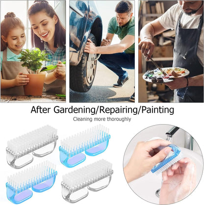 Larbois Handle Grip Nail Brush, Nail Brushes Hand Fingernail Brush Cleaner Scrubbing Kit Pedicure for Toes and Nails Men Women (4 Pack)