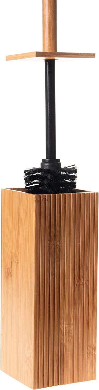 Bath Bliss Rounded Natural Bamboo Collection, Toilet Bowl Brush, Matching Accessories to Decorate Your Bathroom, Tall (10029-NATURAL)