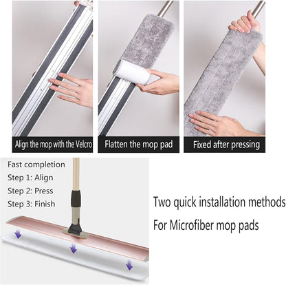 Microfiber Mop 18 in Large Flat Mops for Floor Cleaning with 4 Premium Pads Hardwood for Cleaning Wet Mop