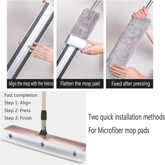 Microfiber Mop 18 in Large Flat Mops for Floor Cleaning with 4 Premium Pads Hardwood for Cleaning Wet Mop