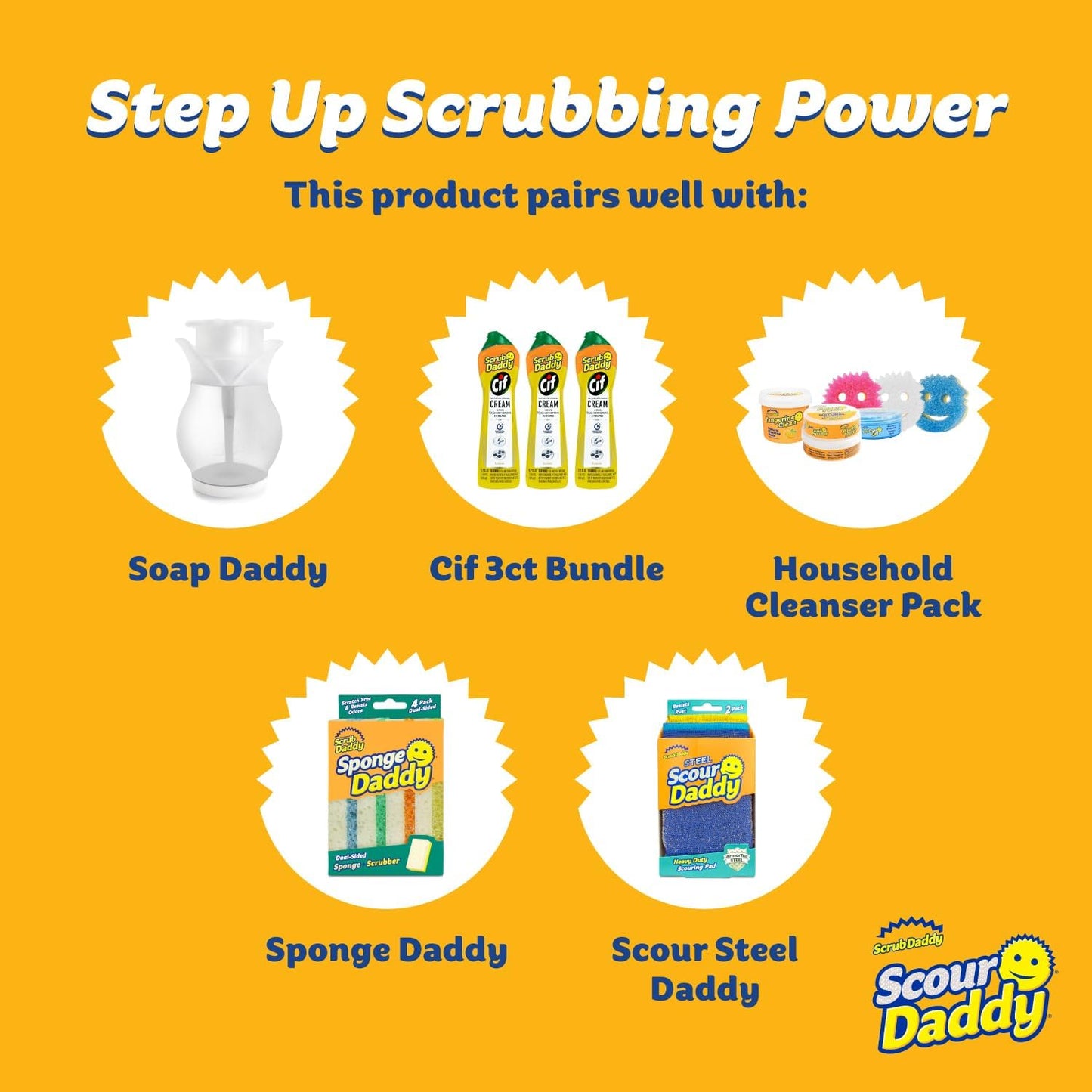 Scrub Daddy Large Steel Scouring Pads - Scour Daddy Steel XL Stainless Steel Dish Scrubber Sponge - Durable, Shred-Resistant Scour Pads - Bulk Kitchen Sponges & Commercial Cleaning Supplies (18 Count)