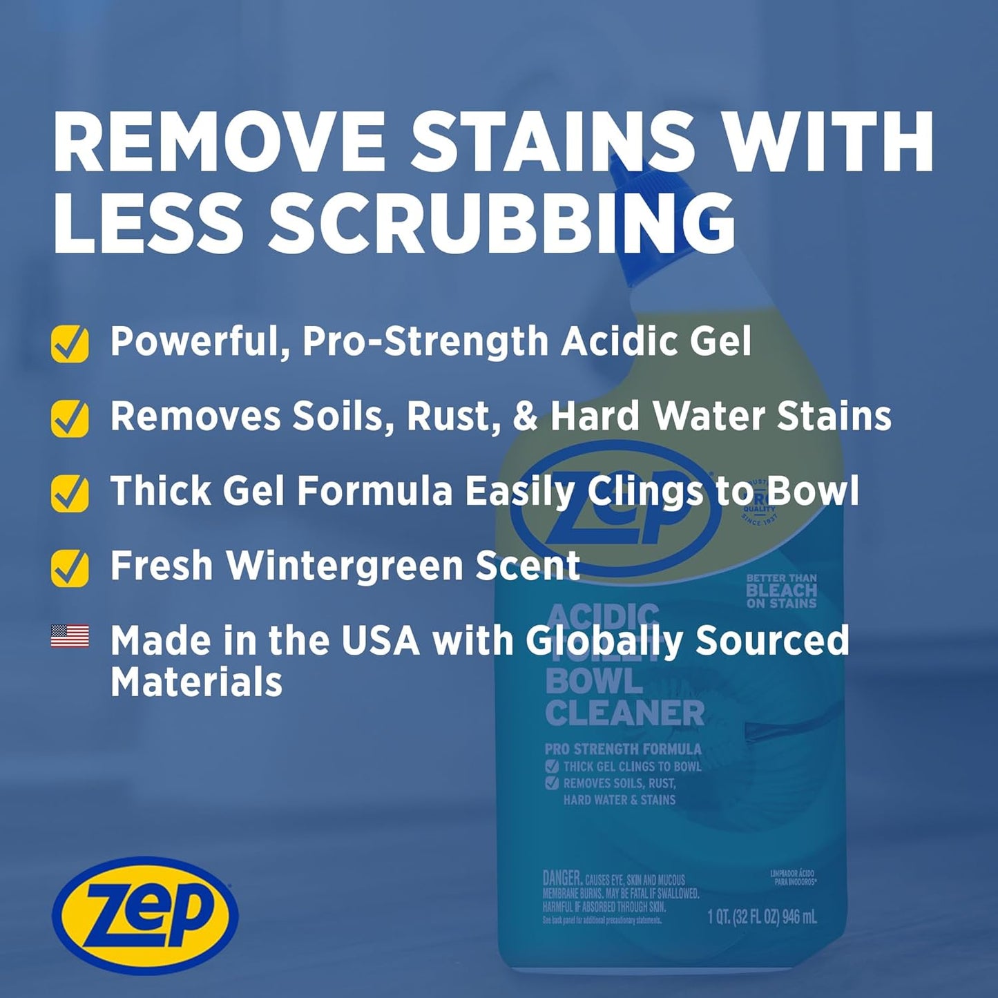 Zep Acidic Toilet Bowl Cleaner, 32 Oz