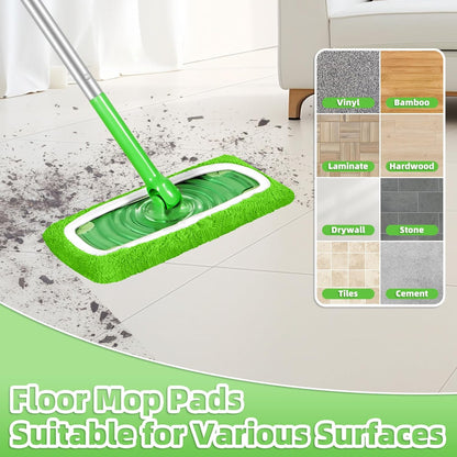 Reusable Mop Pads Compatible with Swiffer Sweeper Mop, Microfiber Dry Sweeping Cloths & Machine Washable Wet Pads Refill for Use on All Sealed Floors - Stone, Hardwood, Laminate & Tile (6 Blue)