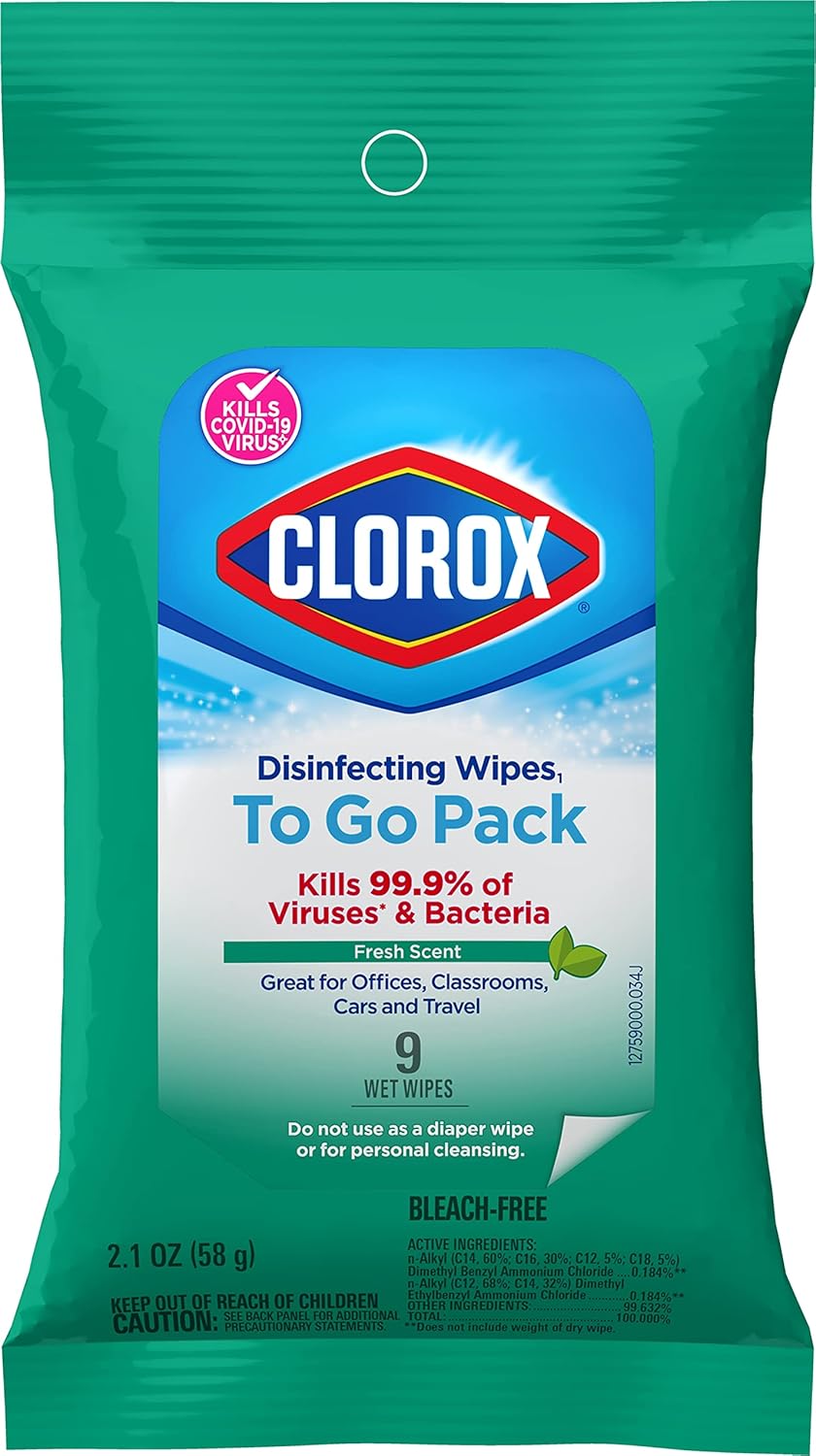 Clorox Disinfecting 9 wet Wipes ,kills cold and flu viruses,(7"*8")(2.3 oz)