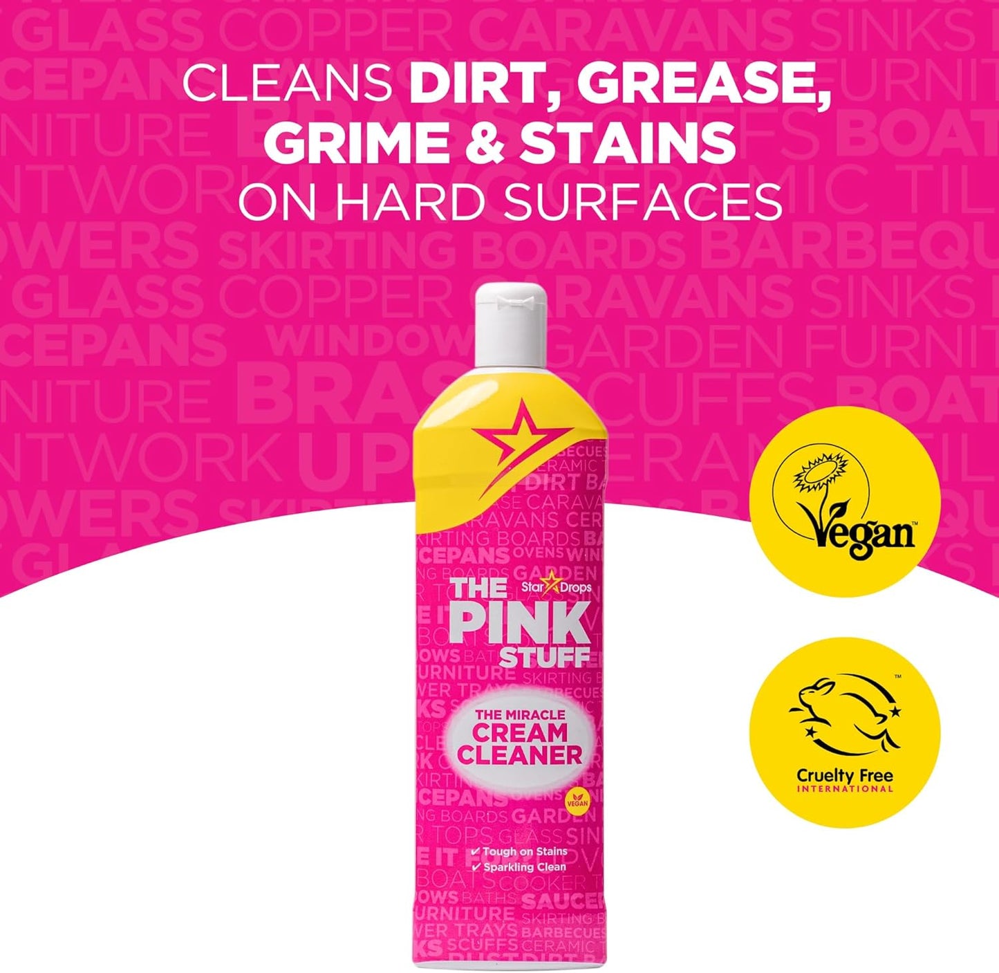 The Pink Stuff Stardrops The Miracle Cream Cleaner 500ml PACK OF 2