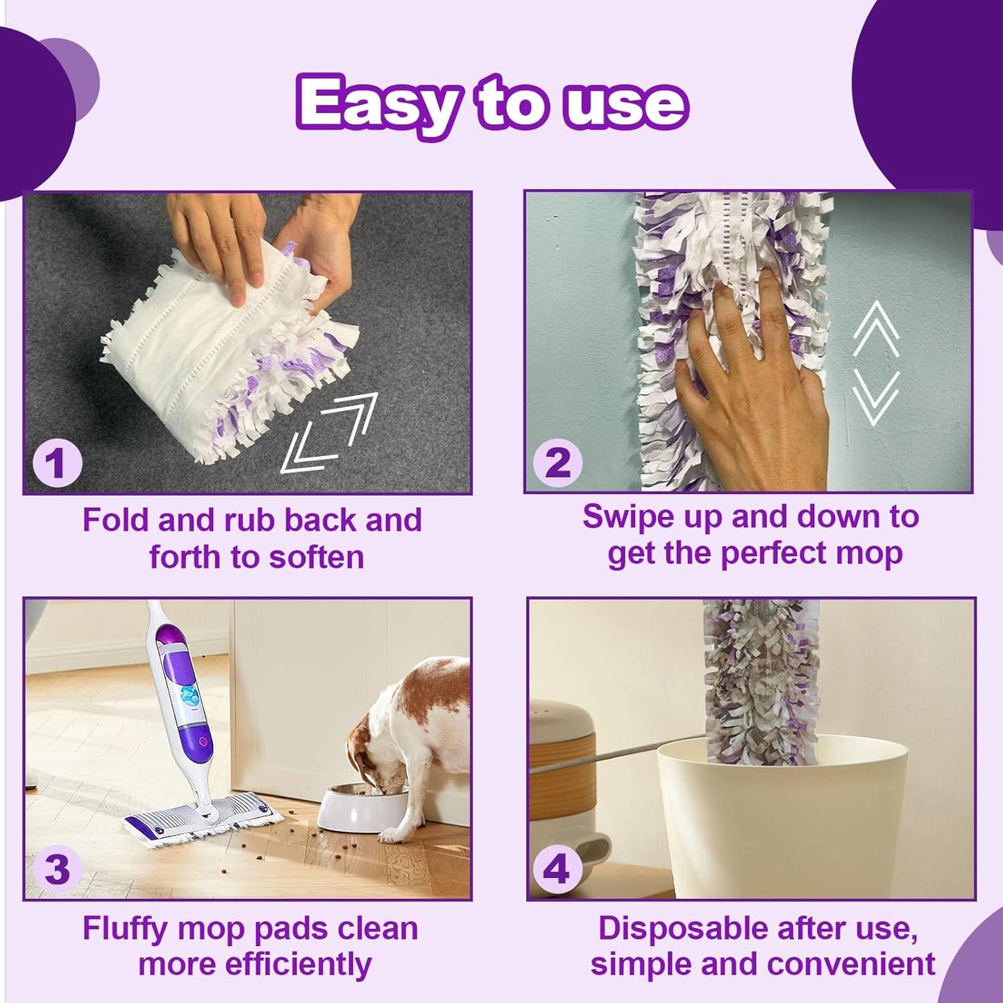 Pure Realm 40 Cout Power Mop Pads Refills for Powermop , Multi-Surface Disposablen swiffer Power Mop Pads，Unscented Spray Cleaning Repalcement Pads Refill