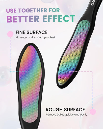 BEZOX Foot File Callus Remover, Double Sided Foot Scrubber for Dead Skin, Stainless Steel Pedicure File for Cracked Heel W/Cloth Storage Bag & Gift Box