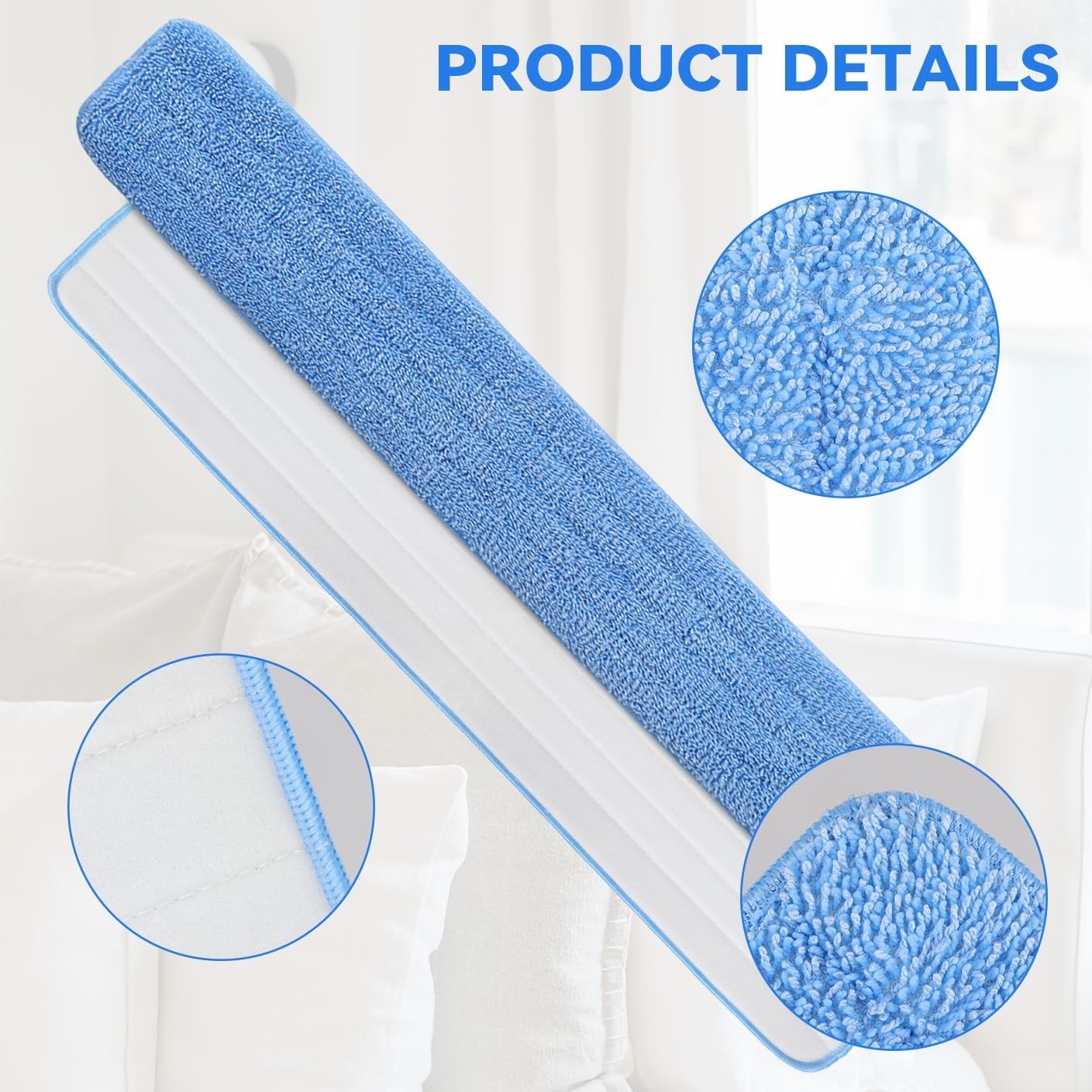 36" Microfiber Pad for Rubbermaid Commercial 36 Inch Mop Head - 6 Pack Replacement Wet & Dry Commercial Reusable Cleaning Mop Refills Fit for Any Microfiber Flat Mop System 36"