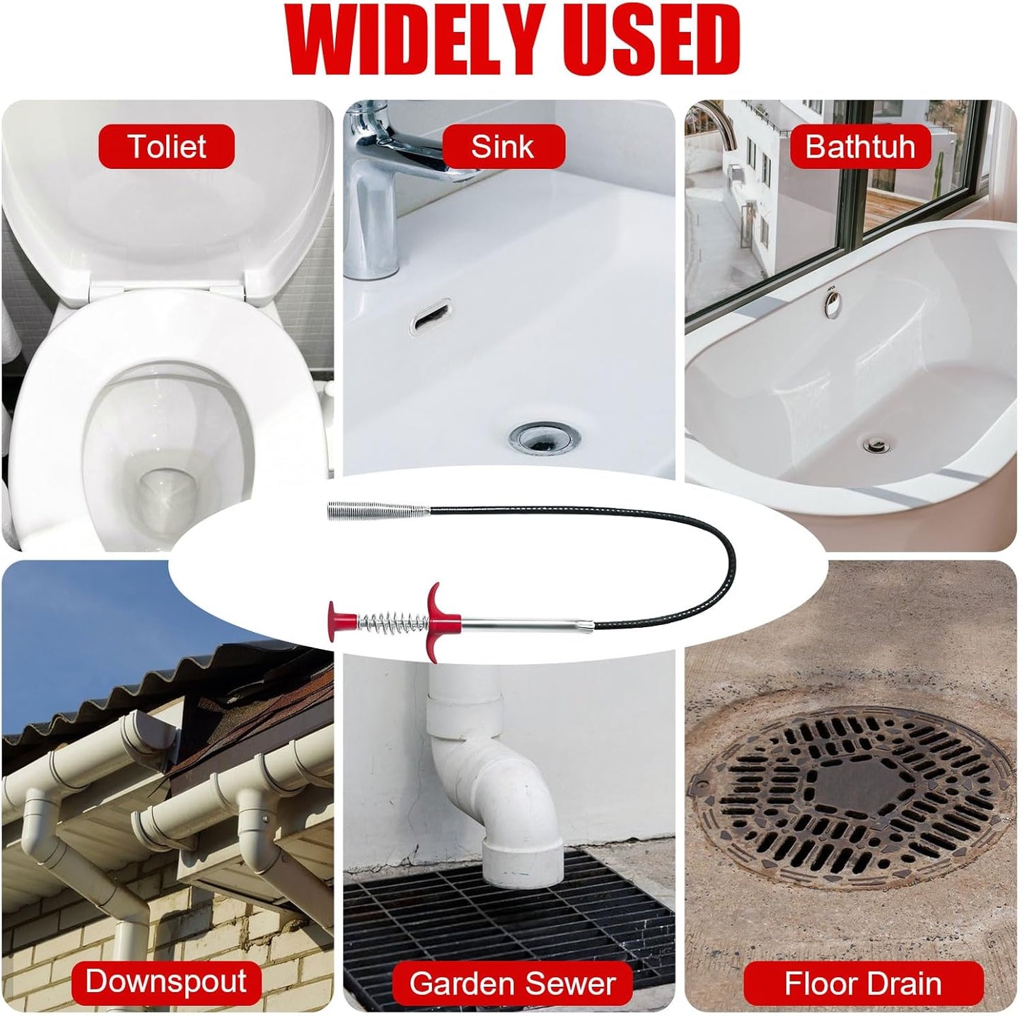 Drain Snake Hair Clog Remover Tool - Sink Drain Cleaner for Sewer Kitchen Bathroom Shower Tub Toilet Clogged Drains Opener Cleaning Tool, Flexible Grabber Claw Pick Up Reacher Tool