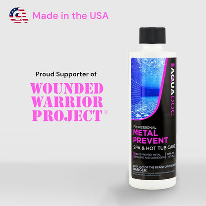 Spa Metal Control and Stain Protector to Protect Hot Tub Surfaces 16oz - Metal Gone Hot Tub Chemicals Made in the USA - AquaDoc