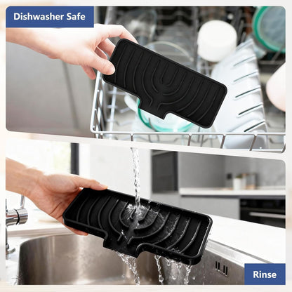 JACZZO Silicone Sponge Holder for Kitchen Sink With Drain Spout, Self Draining, Kitchen Soap Tray, Bathroom Organizer, Sink Caddy (Grey, 10×4)