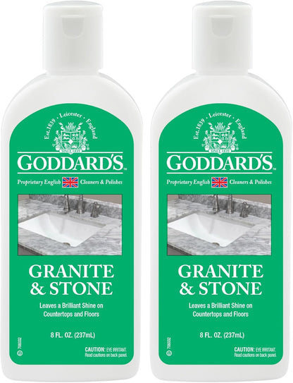 Goddard's Granite & Marble Polish - Clean and Shine Countertops, Tile, and Stone with Carnauba Wax - Water Stain Protection, 8oz