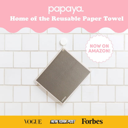 Papaya Reusable Paper Towels, Premium Swedish Dishcloths with Hook, Non-Scratch Reusable Paper Towel, 1 Sheet Replaces 17 Rolls - 2 Sheets, 1 Hook