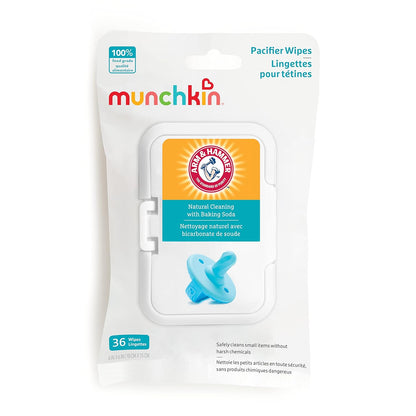 Munchkin Arm & Hammer Pacifier Wipes - Safely Cleans Breast Pump Parts and Feeding Essentials for Baby and Toddler, 2 Pack, 72 Wipes