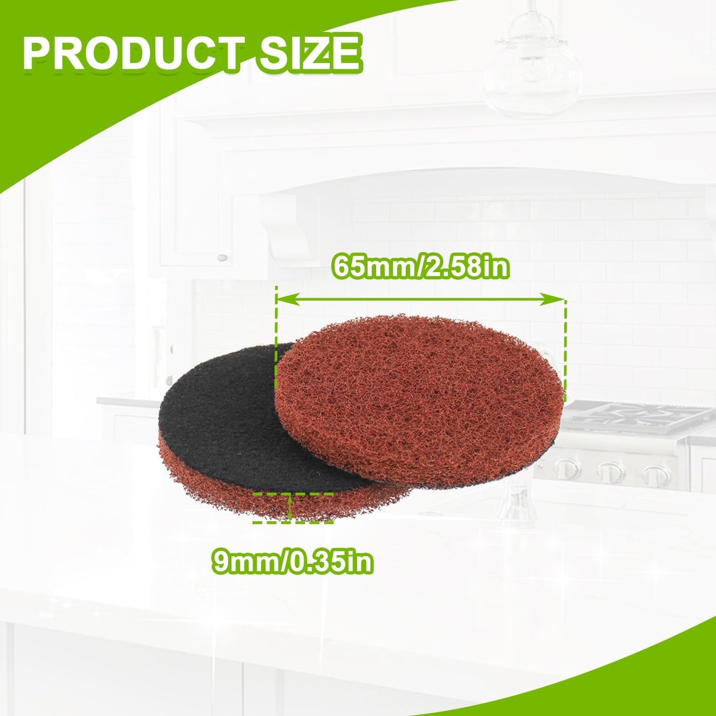 16pcs Kitchen Pads Power Scrubber Pads Set Electric Scrubber Replacement Scouring Pads fit for Dremel Versa Scouring Pads,Green