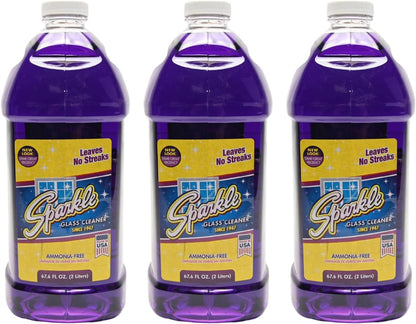 Sparkle Ammonia-Free Glass Cleaner Refill, Heavy Duty Streak-Free Window & Mirror Cleaner Spray, Original Formula, 2L Bottle (Pack of 2)