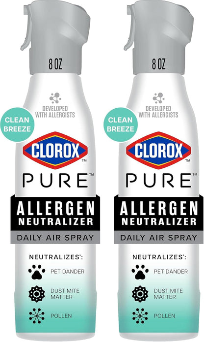 Clorox PURE Allergen Neutralizer Daily Air Spray, Clean Breeze, 8 Ounces