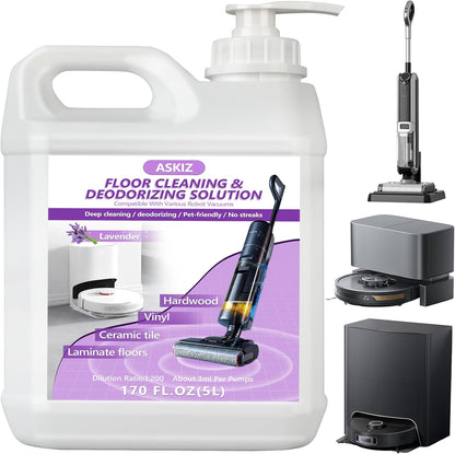 85 FL OZ Floor Cleaning Solution,Floor Cleaner for Mopping with Tineco,Deep Cleaning &Deodorizing for Roborock,Compatible with Saros Series,S8/S7 Series,Q Revo/Q Series,iFLOOR Series Wet Dry Vacuum