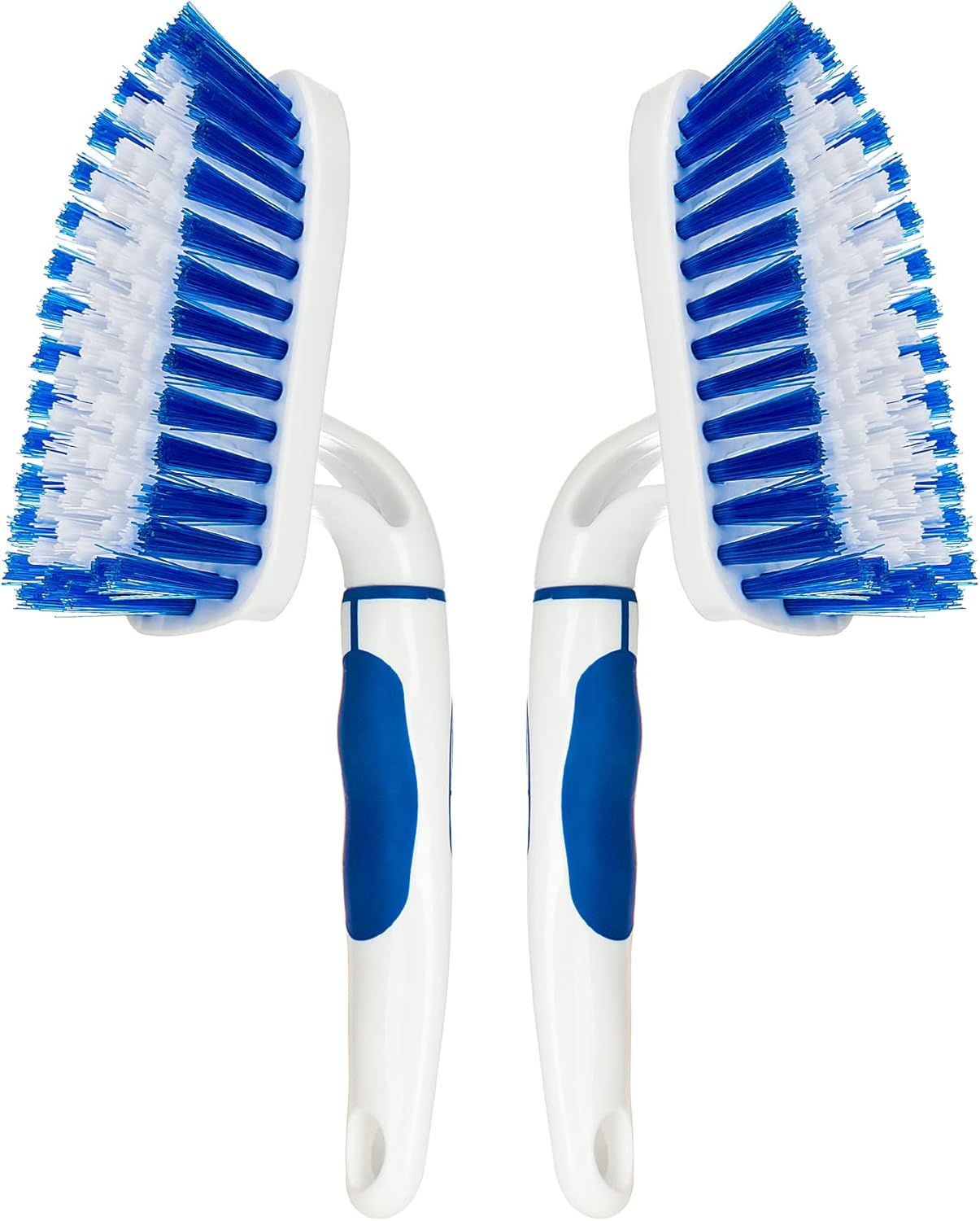 2-Pack Scrub Brush for Cleaning with Long Handle,Medium Firm Brush Bathroom Cleaning Supplies and Bathtub Cleaner and Shower Cleaning Brush,Multi-Scene Use for Kitchen or Carpet Brush,White&Green