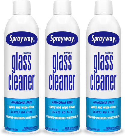 Sprayway Glass Cleaner, SW-050 19 oz Cleaner for Auto and Home for a Streak-Free Shine, Deep Cleaning Foaming Action, Safe for Tinted & Non-Tinted Windows, Ammonia Free Foam Glass Cleaner, Pack of 3