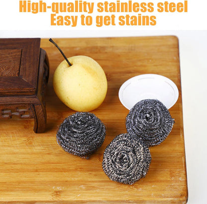 20 Pack Steel Wool Scrubbers, 2.36 Inch Stainless Steel Cleaning Pads, Heavy Duty Scouring Pads for Pots and Pans, Non-Scratch Kitchen Scrubber for Dishes, Grills, and Cookware