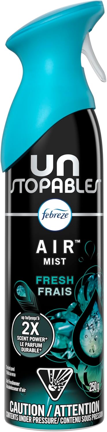 Febreze Air Mist Air Freshener Spray, Odor-Fighting Room Spray, Air Fresheners for Home and Bathroom and Kitchen, Aerosol Can, Unstopables Fresh Scent, Multicolor, 8.8oz (Pack of 3)