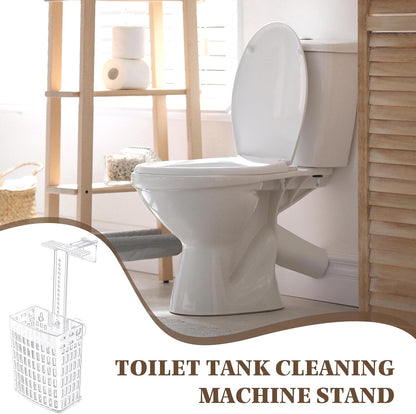 2 Sets Transparent Toilet Tank Carrier with Dual Suction Cup and Adjustable Hook Toilet Tank Cleaner Bracket Can Holder for Dissolved Cleaning Tablets