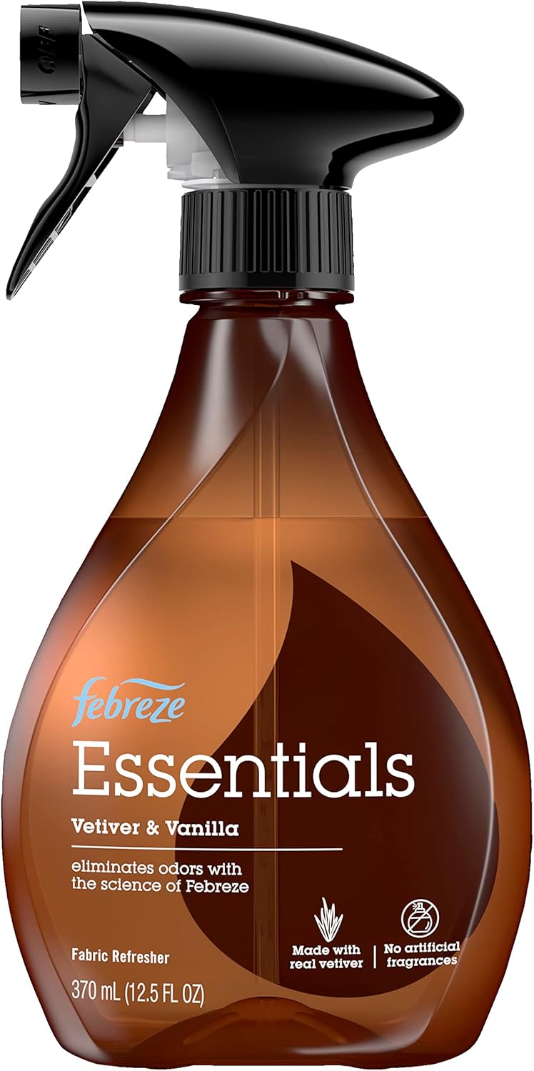 Febreze Fabric Spray, Fabric Refresher Essentials, Odor Eliminator for Strong Odor, Includes Lavender & Eucalyptus Essential Oil, Vetiver & Vanilla Essential Oil, 12.5 Oz (Pack of 3)