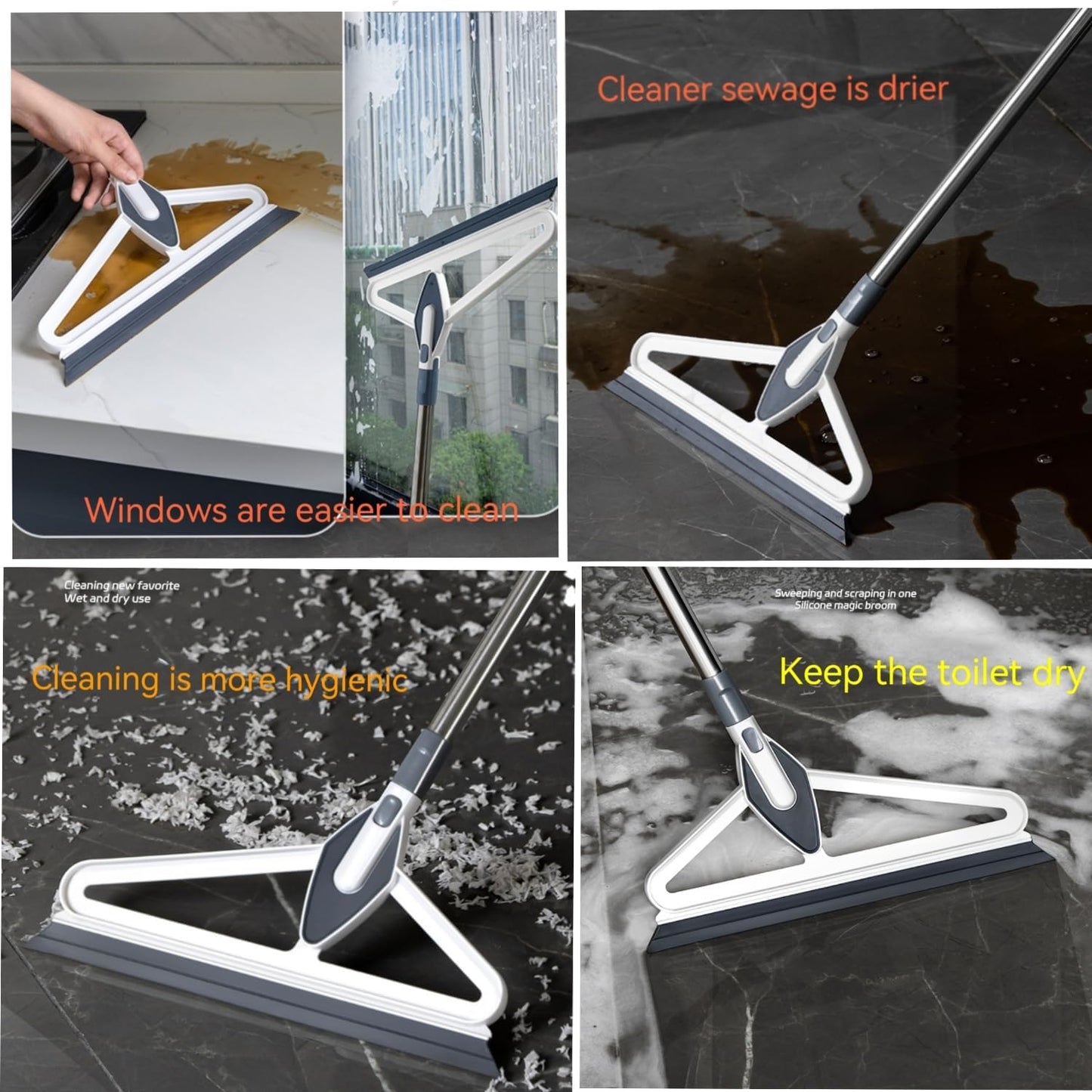 Microfiber Mop Bucket Set, Flat Mop with Bucket, Floor Brush & Glass Squeegee Included, Wet Dry Cleaning System with 6 Washable Pads (1 Mop+6 Microfiber Pads+1 Bucket+1 Floor Brush+1 Glass Wiper)