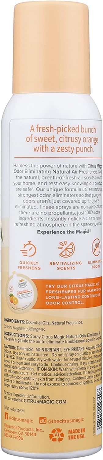 Citrus Magic Natural Odor Eliminating Air Freshener Spray, Fresh Citrus, 3-Ounce