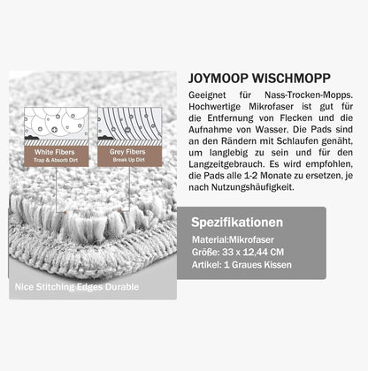 JOYMOOP Flat Mop Head, with 13-inch Microfiber Mop Pad Replacement - Pink, 1 Pack