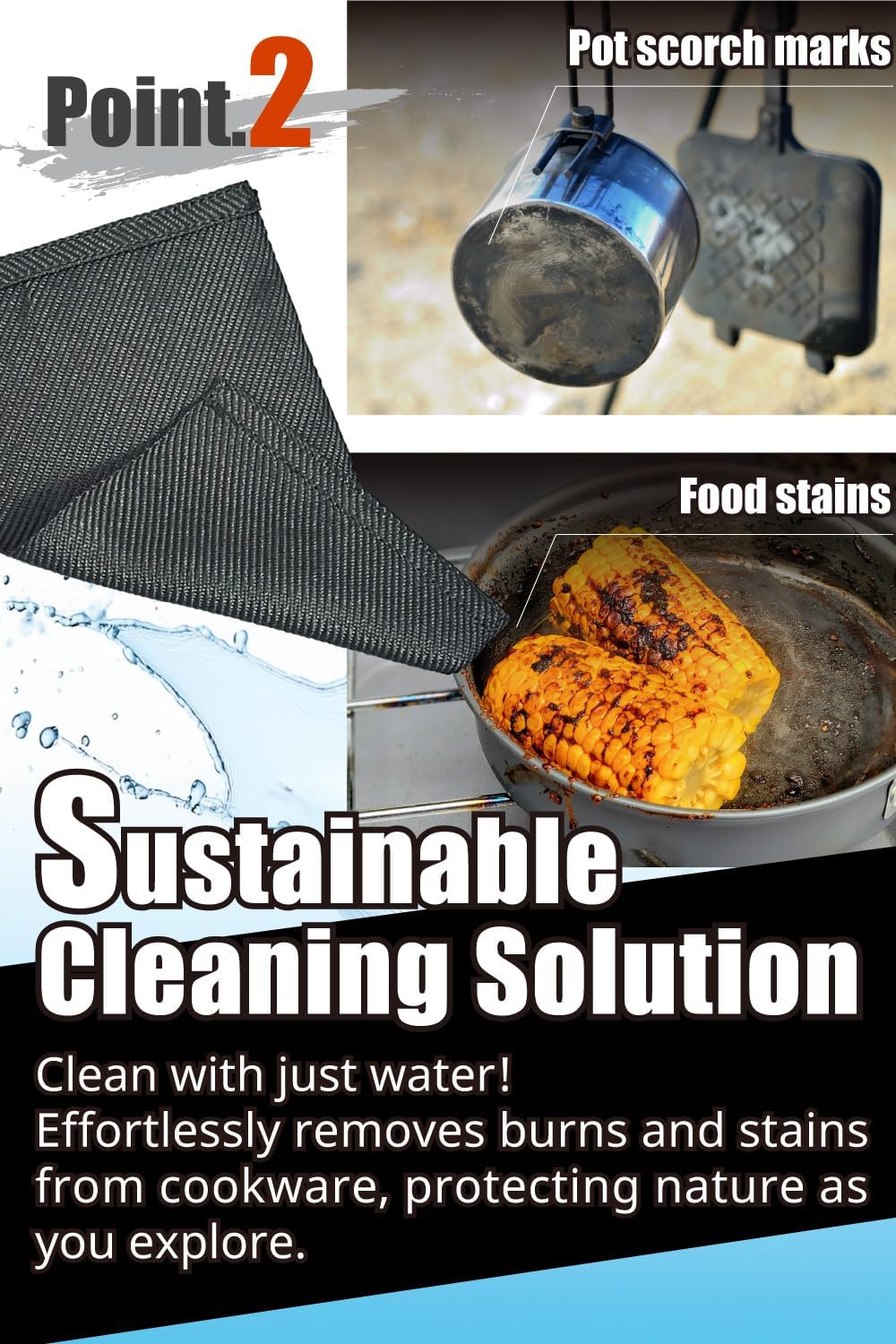 Ultralight 1/2oz Scrubber 316L Stainless Steel Cloth Heat Resistant 1200℉ Ultra-Durability Quick-Drying & Sterilization Backpacking Camp Hiking Trekking