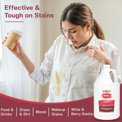 Stain Remover, Effectively Eliminates Stains from Wine, Berries & Blood on Fabrics, Carpets, Upholstery & Jewelry, Dye-Free, Free from Bleach, Peroxides & Phosphates, Made in USA, 10 oz