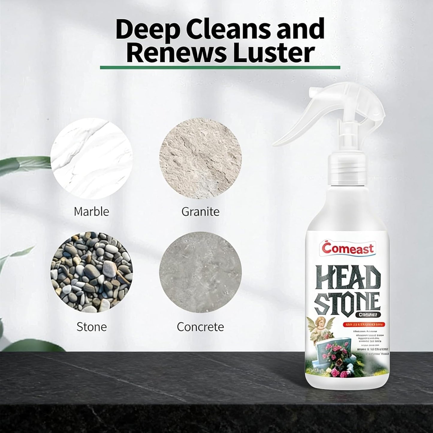Headstone Cleaner for Graves,Highly Effective Gentle Formula for Cemetery,Gravestone & Tombstone Care,Safely Removes Dirt from Stone Surfaces 8.45 fl oz