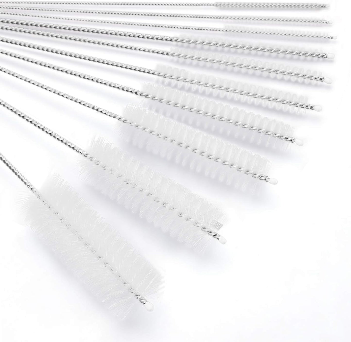 CiaraQ Bottle Cleaning Brushes, 8 Inch Nylon Tube Brush Set, Cleaner for Narrow Neck Bottles Cups with Hook, Set of 10pcs