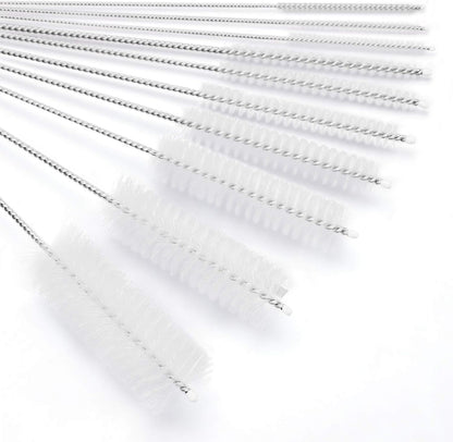 CiaraQ Bottle Cleaning Brushes, 8 Inch Nylon Tube Brush Set, Cleaner for Narrow Neck Bottles Cups with Hook, Set of 10pcs