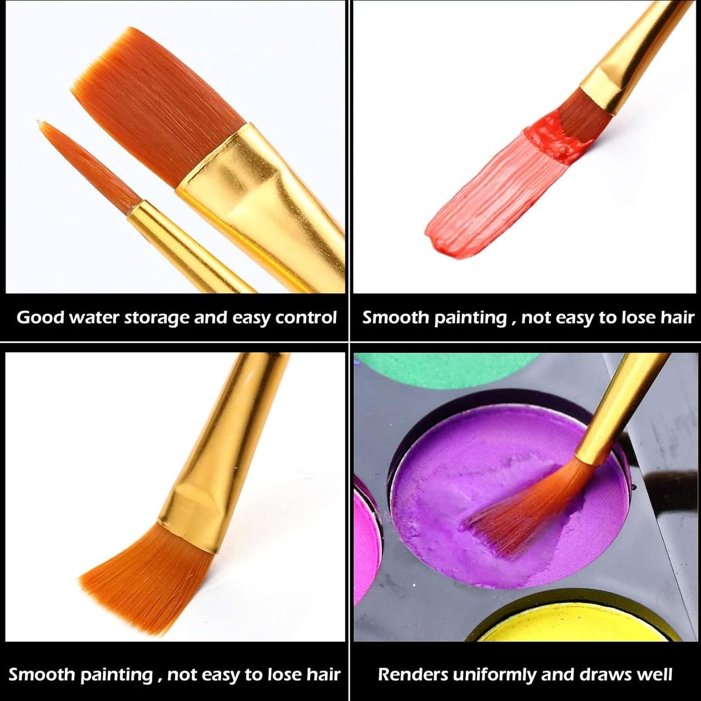 Acrylic Paint Brush Set, 1 Packs / 10 pcs Watercolor Brushes Painting Brush Nylon Hair Brushes for All Purpose Oil Watercolor Painting Artist Professional Kits.